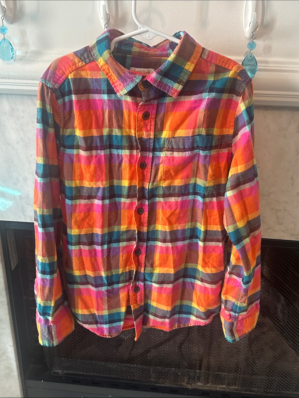 Kids Bright Plaid Button-Down Shirt - Multi Color